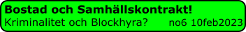 Bostad och Samhällskontrakt! Kriminalitet och Blockhyra?      no6 10feb2023